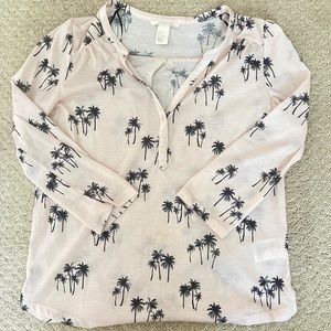 Palm Tree Printed Button Up